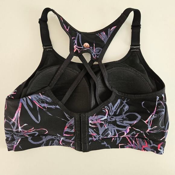 LIVI Pullover Sports Bra 38DDD Black Grey Pink‎ Strappy Back - Picture 3 of 6